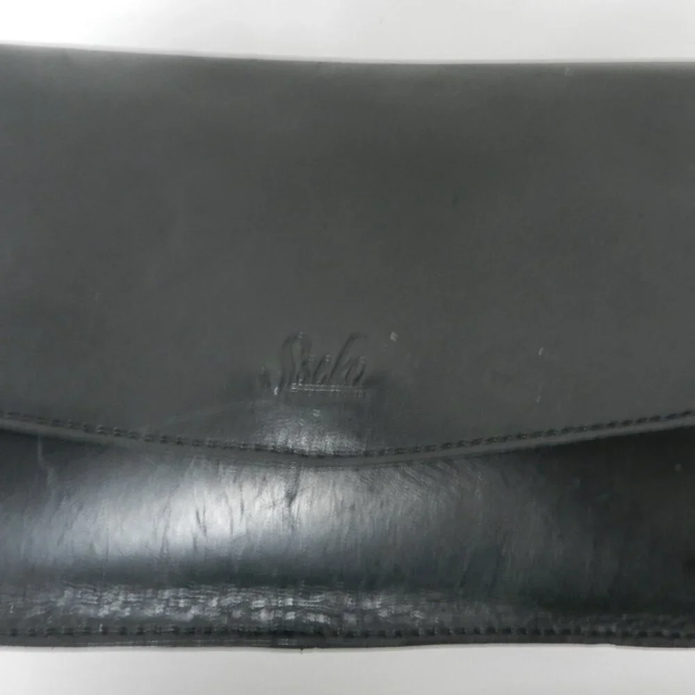 Sseko Vintage Saddle Leather w/ Snakeskin black shoulder handbag purse clutch - Picture 3 of 11